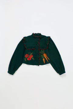 Vegetables Microcorduroy Embroidery Shirt Green — Maison Mangostan FW26