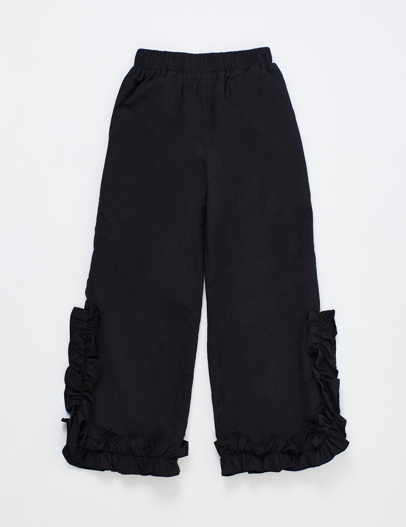 Ruffles Nylon Pant Black — Maison Mangostan FW26