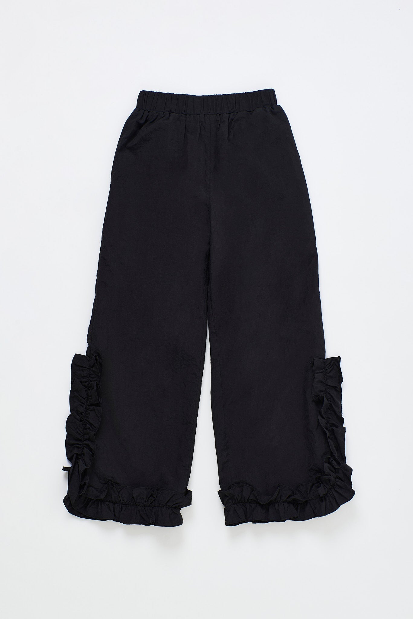 Ruffles Nylon Pant Black — Maison Mangostan FW26