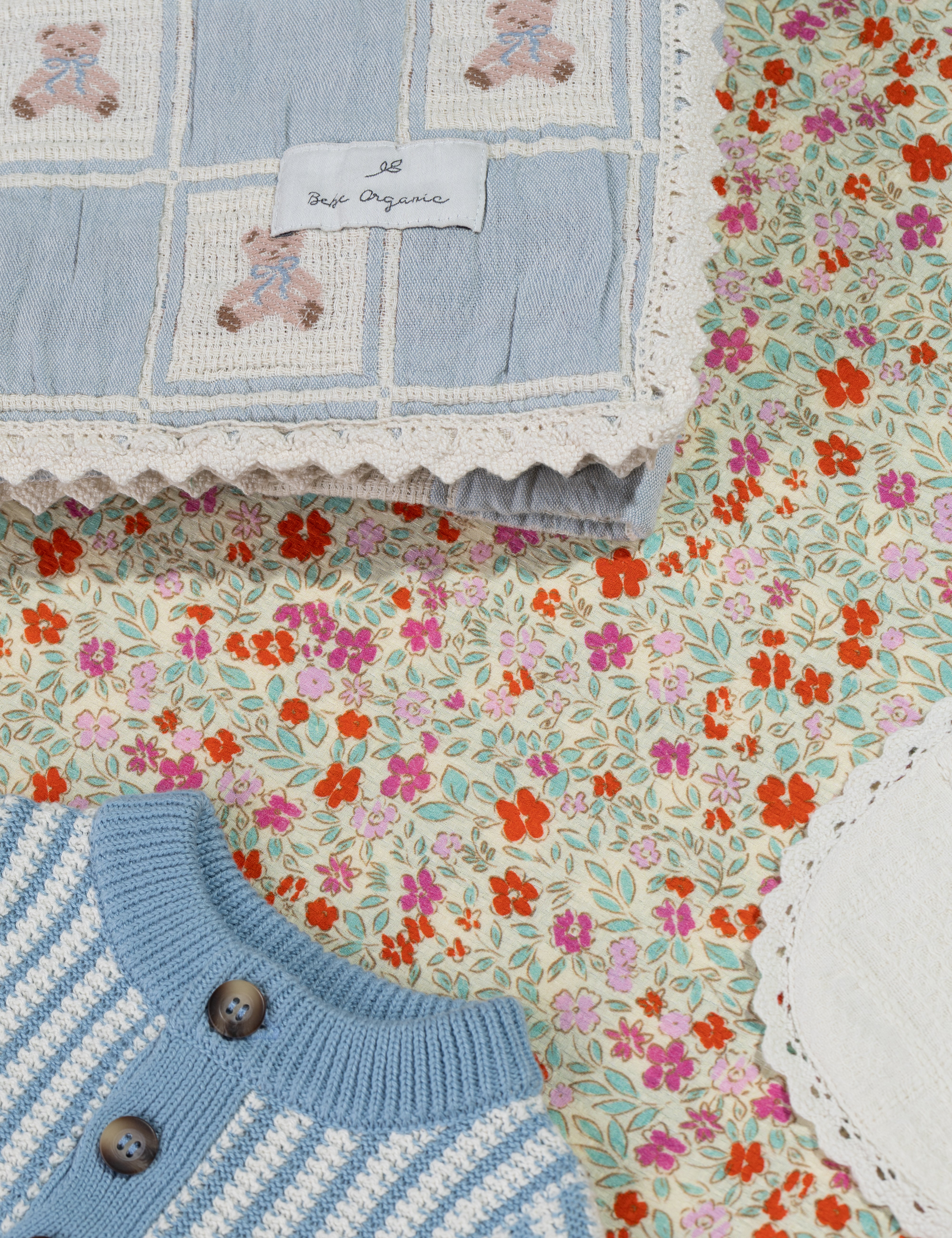 Bebe Organic organic cotton baby blanket with teddy bear design