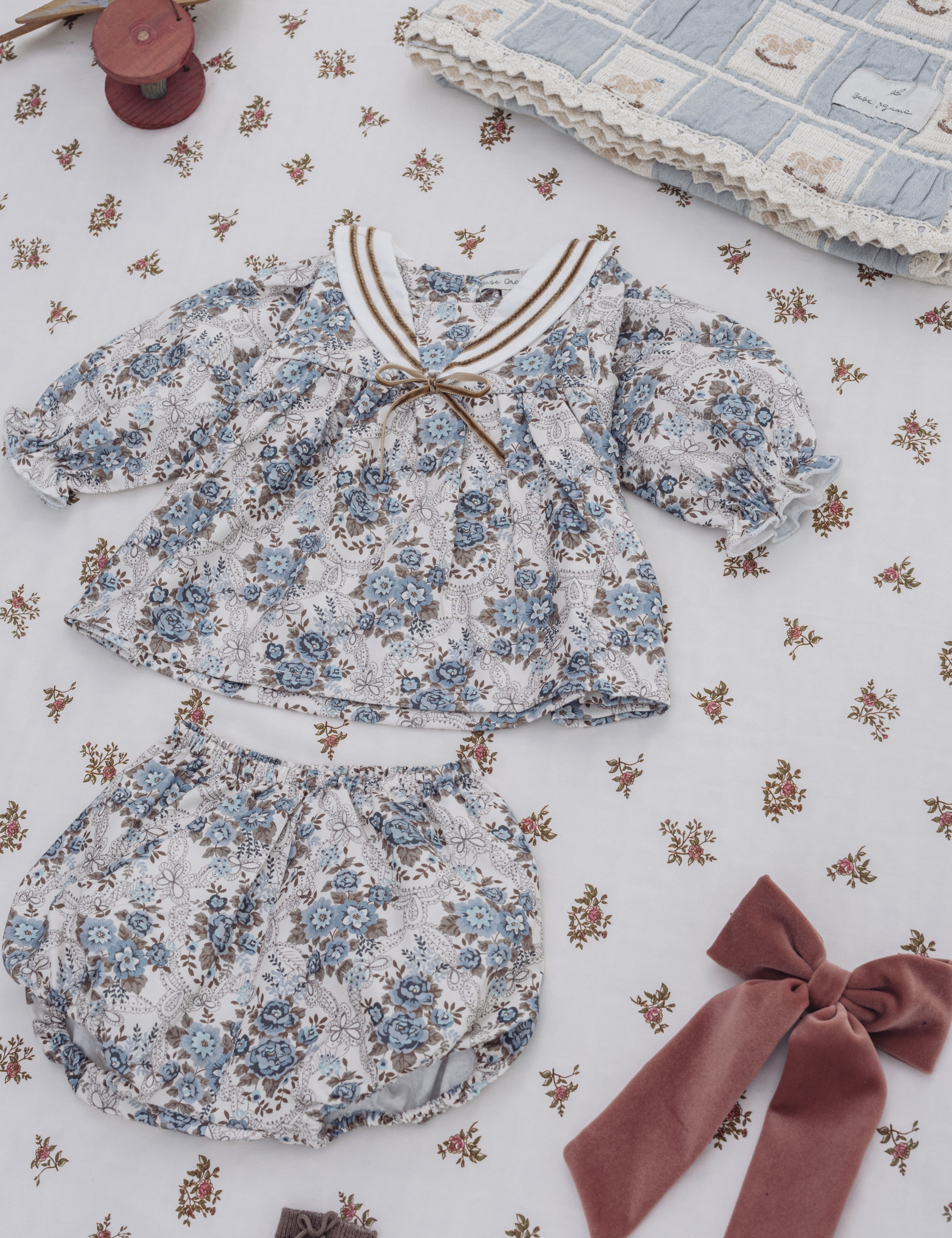 Bebe Organic Baby Cotton Set in Vintage Floral (Catherine)