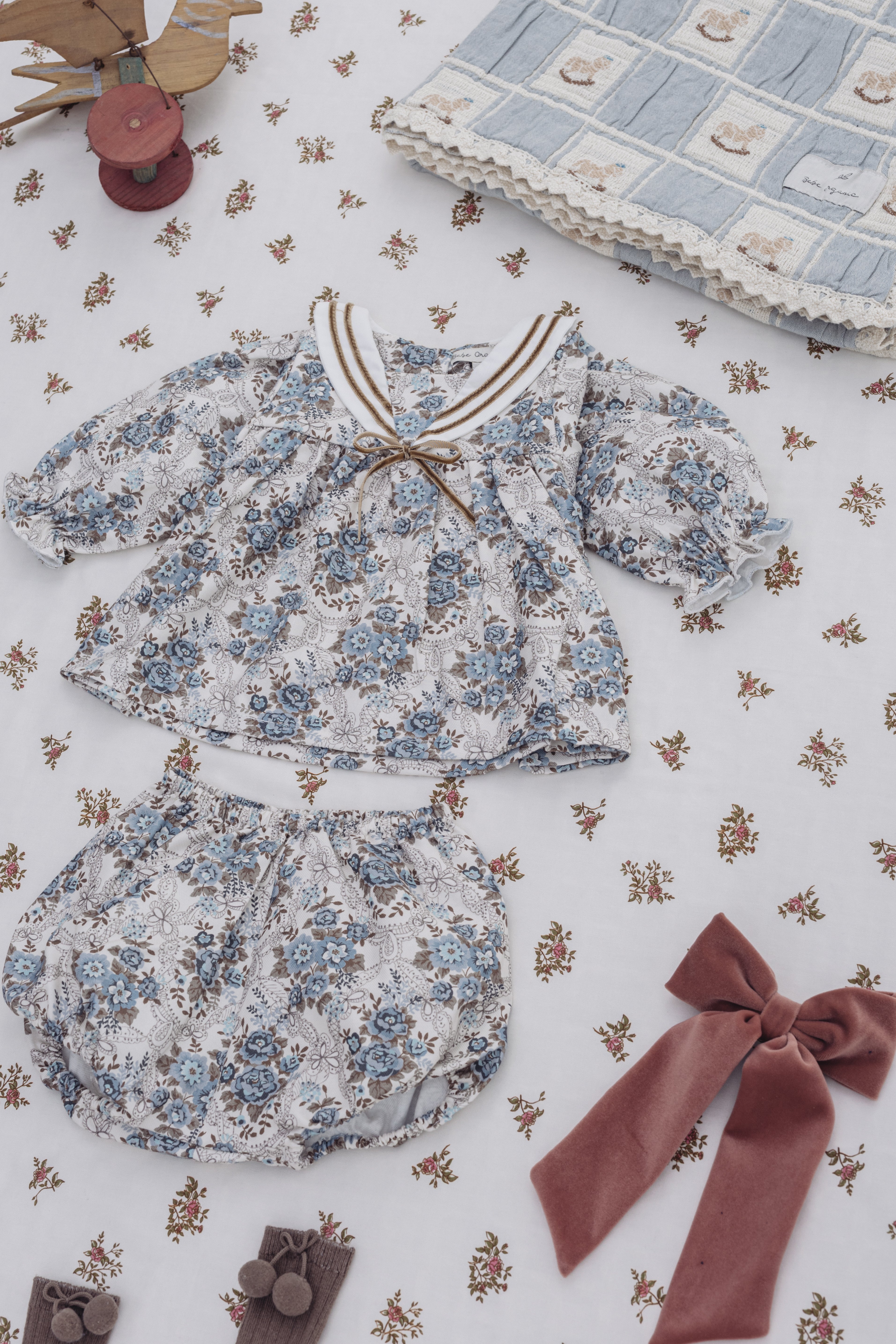 Bebe Organic Baby Cotton Set in Vintage Floral (Catherine)