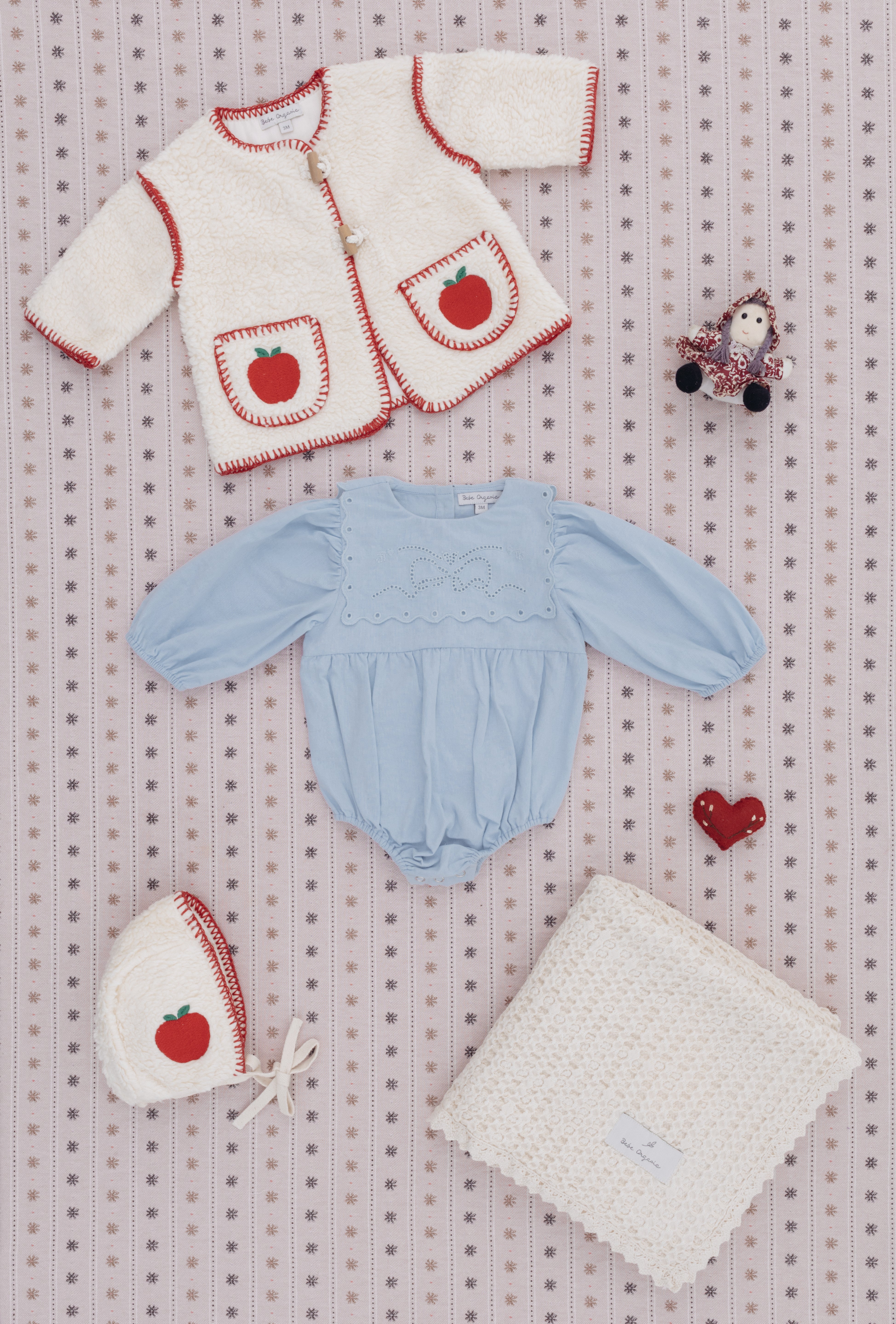 Bebe Organic Baby Cotton Sherpa Coat (Apple)