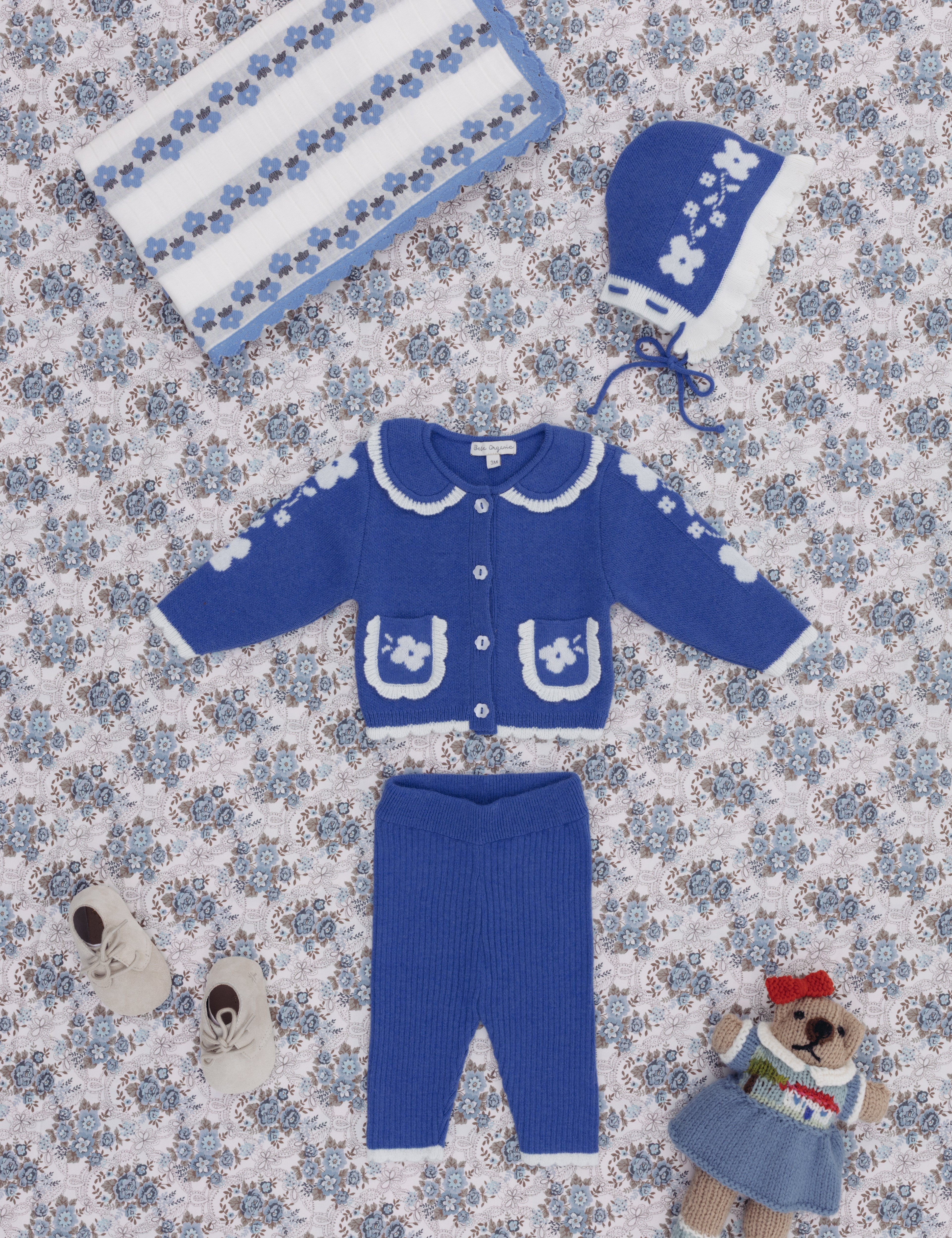 Bebe Organic Baby Wool Blend Knit Cardigan in Nordic (Cosette)