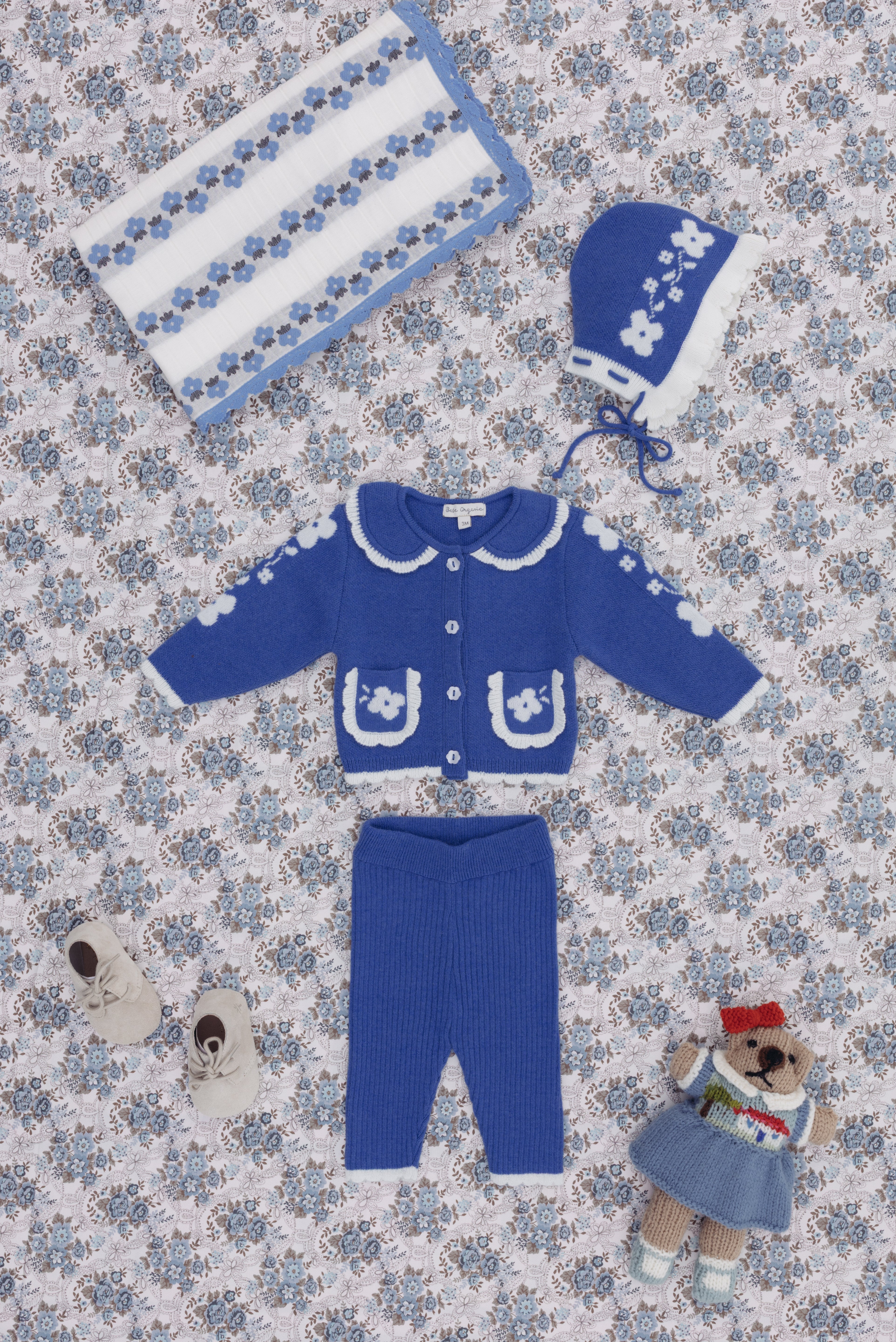 Bebe Organic Baby Wool Blend Knit Cardigan in Nordic (Cosette)