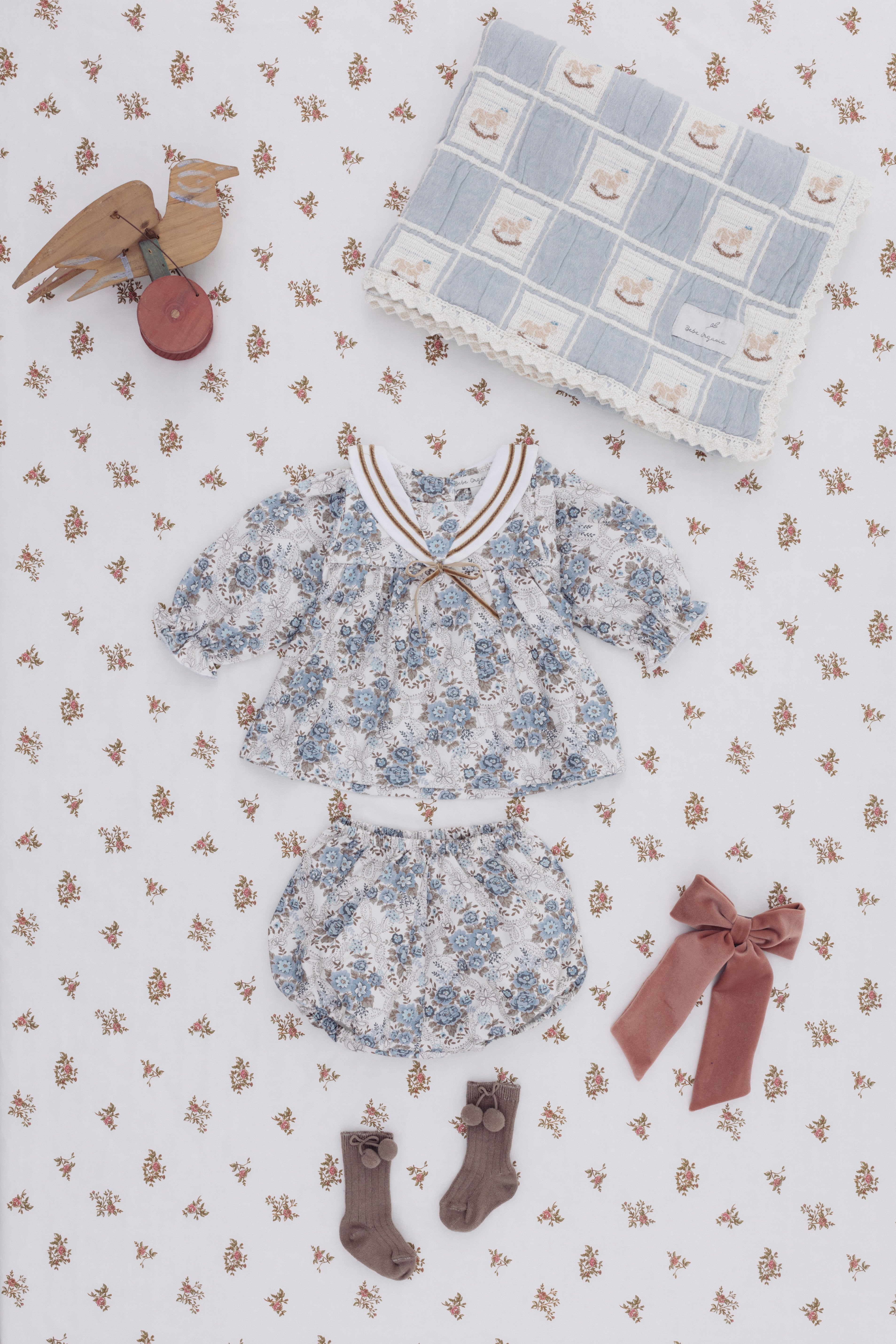 Bebe Organic Baby Cotton Set in Vintage Floral (Catherine)