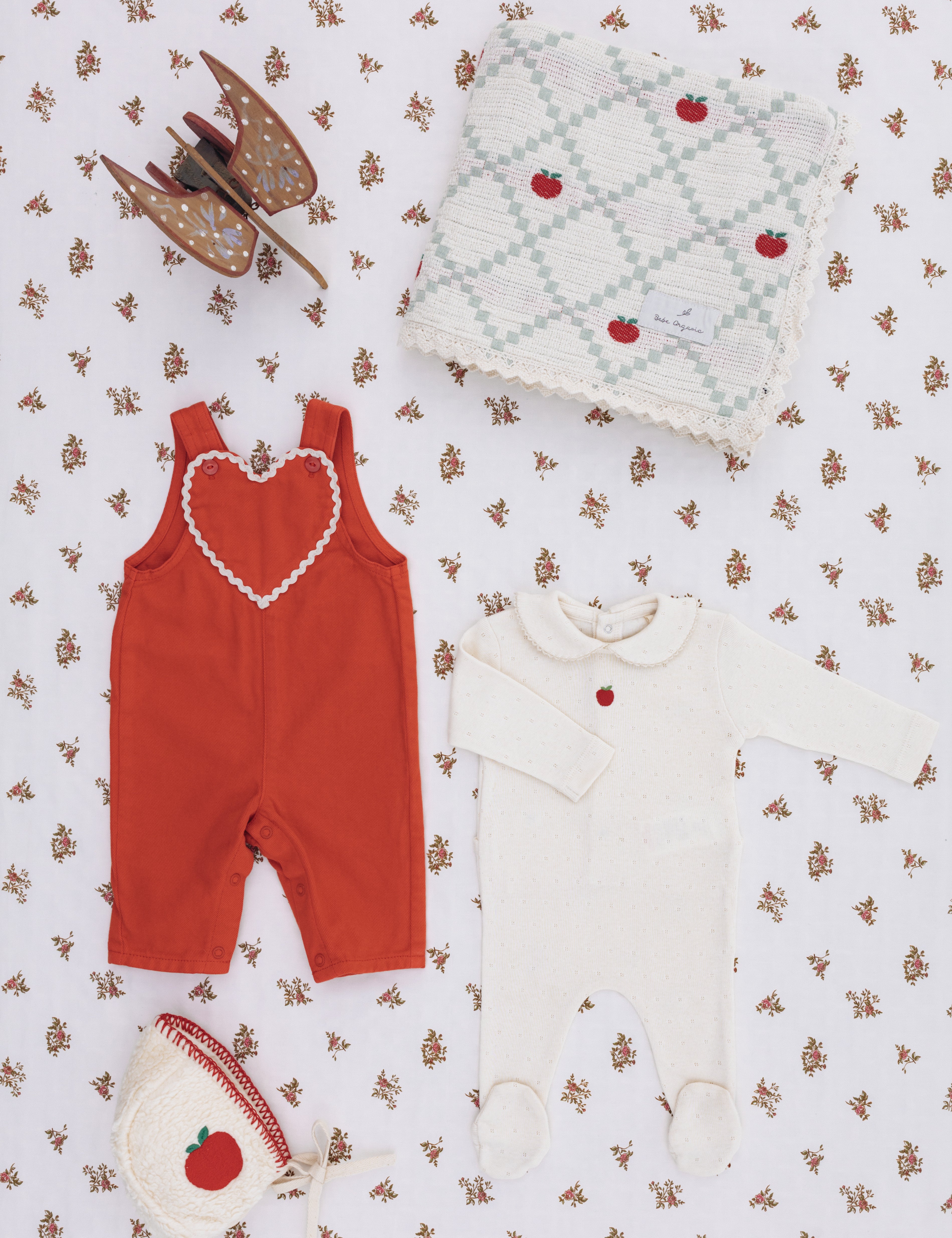 Bebe Organic Baby Cotton Overall in Denim Zigzag (Maya)