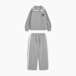 Girls' Ash Brushed Fleece Polo & Joggers Set in Grey by The New Society