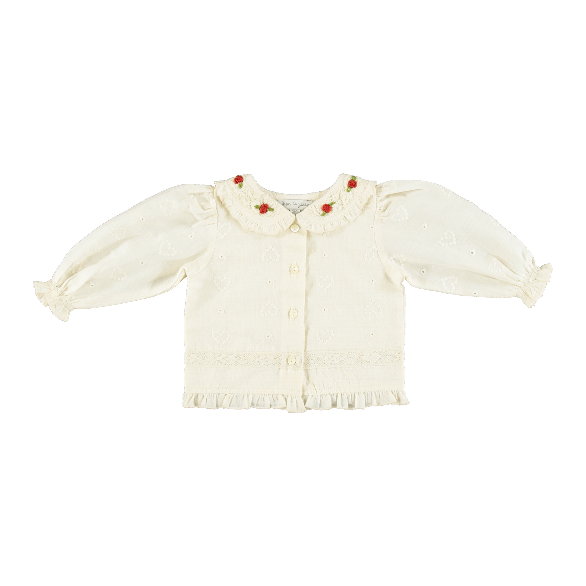 Bebe Organic Baby Cotton Blouse in Heart Lace (Anita)