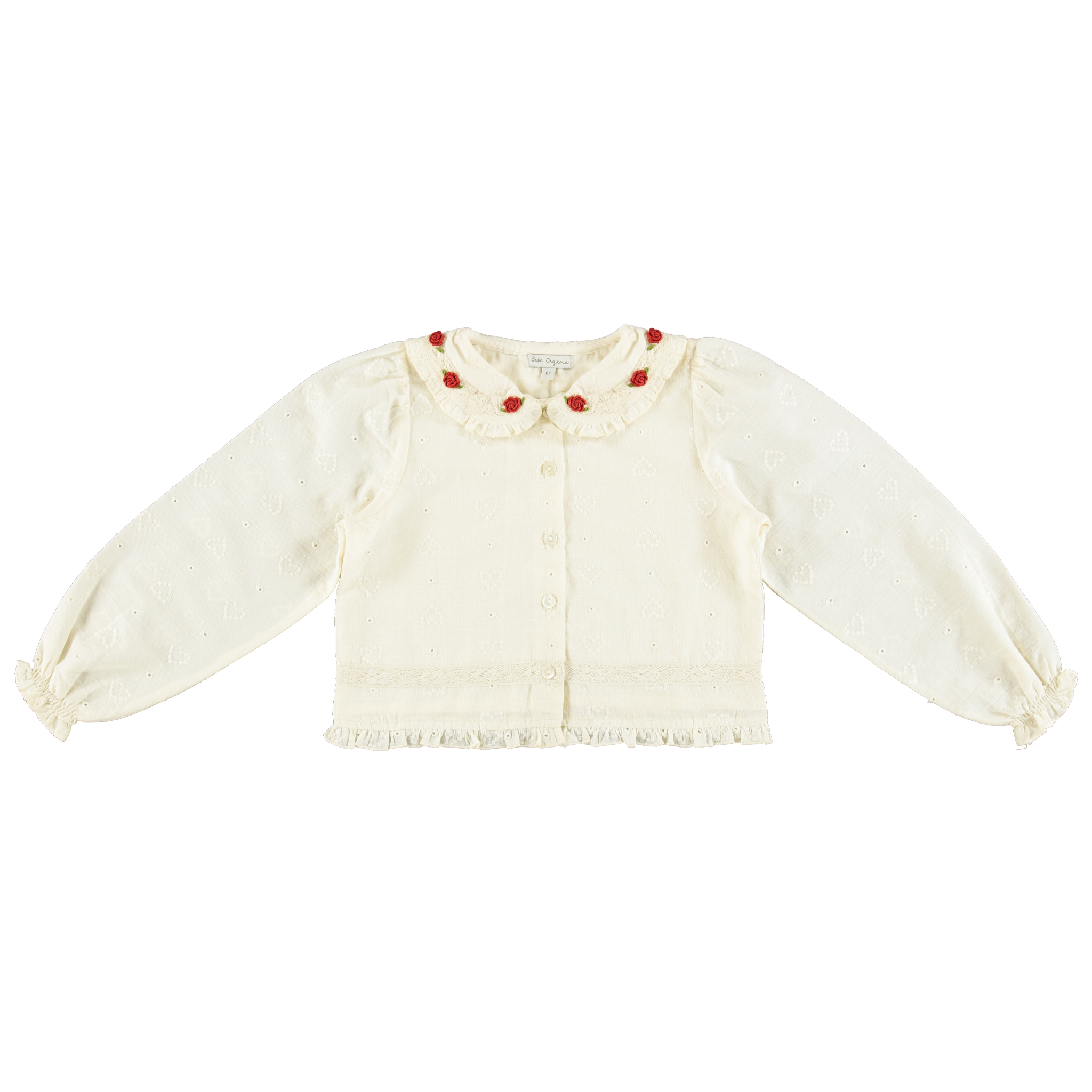 Kids' Cotton Blouse in Heart Lace (Anita) - studio white