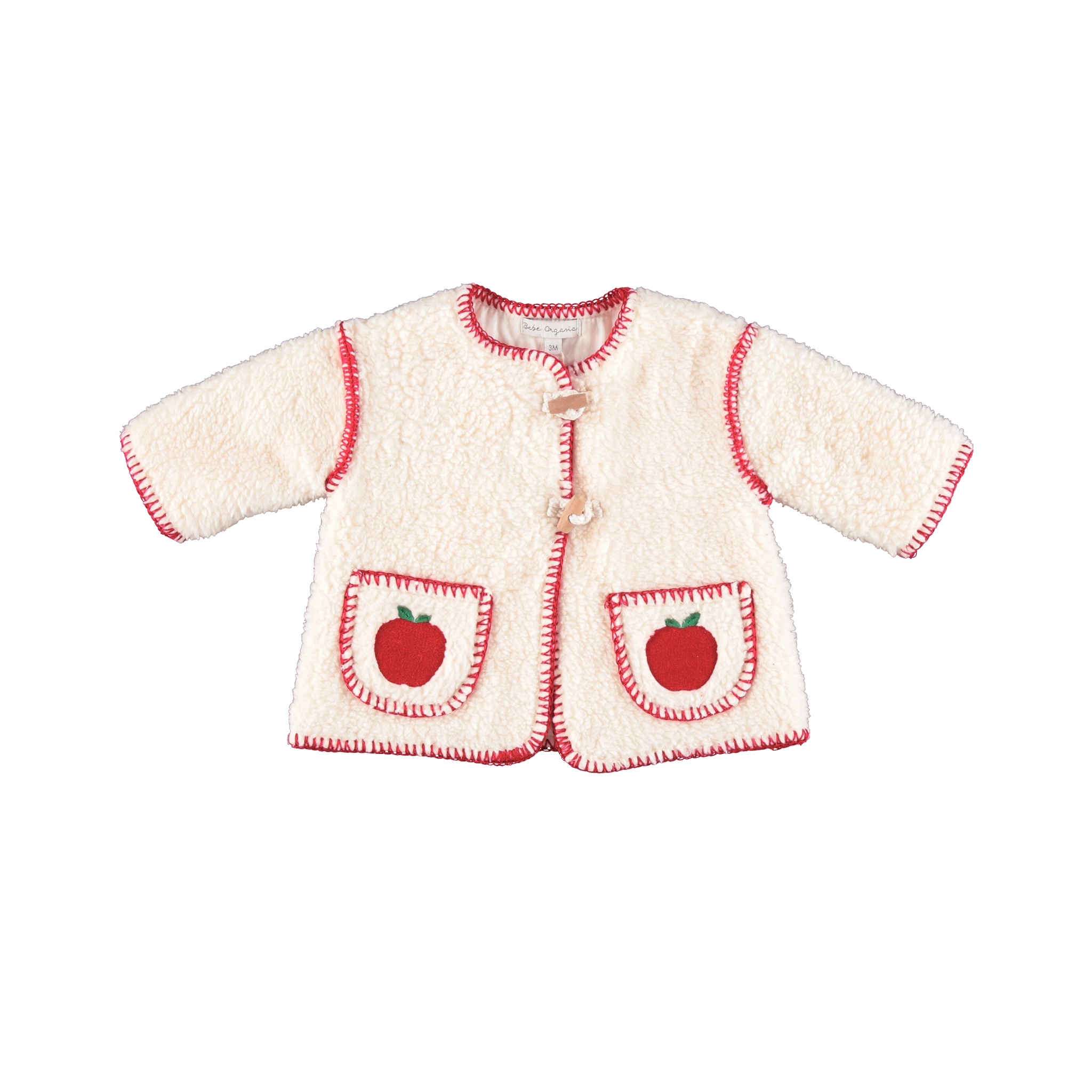 Baby Cotton Sherpa Coat (Apple) - studio white