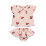 Baby Set in Vintage Rose Print (April) - studio white