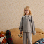 Girls' Ash Brushed Fleece Polo in Grey by The New Society