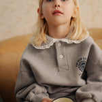 Girls' Ash Brushed Fleece Polo in Grey by The New Society