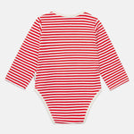 Baby Pom Pom Dog Striped Bodysuit in Red - back