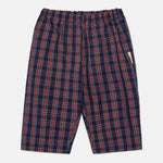 Baby Pom Pom Dog Poplin Trousers in Blue & Red - front