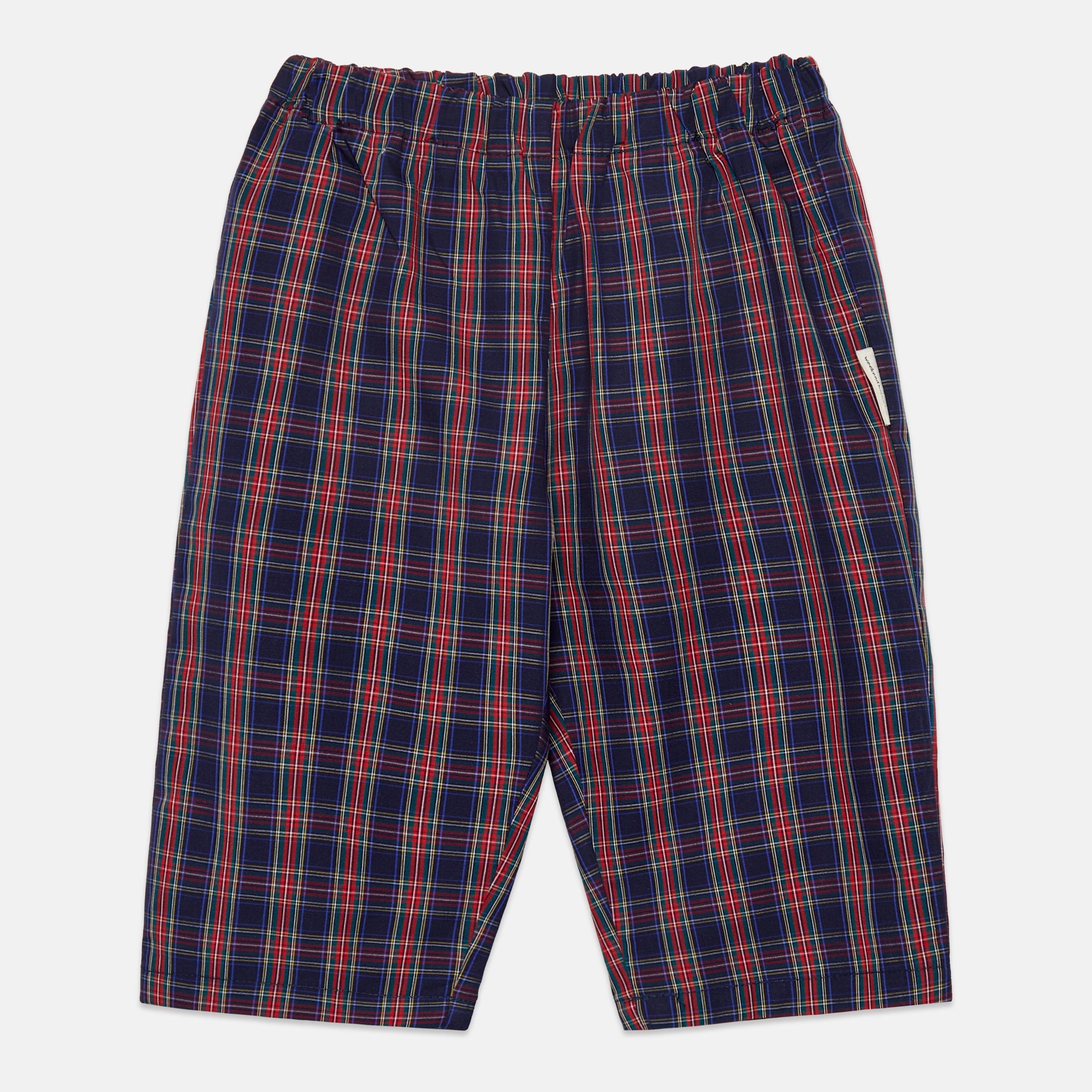 Baby Pom Pom Dog Poplin Trousers in Blue & Red - front