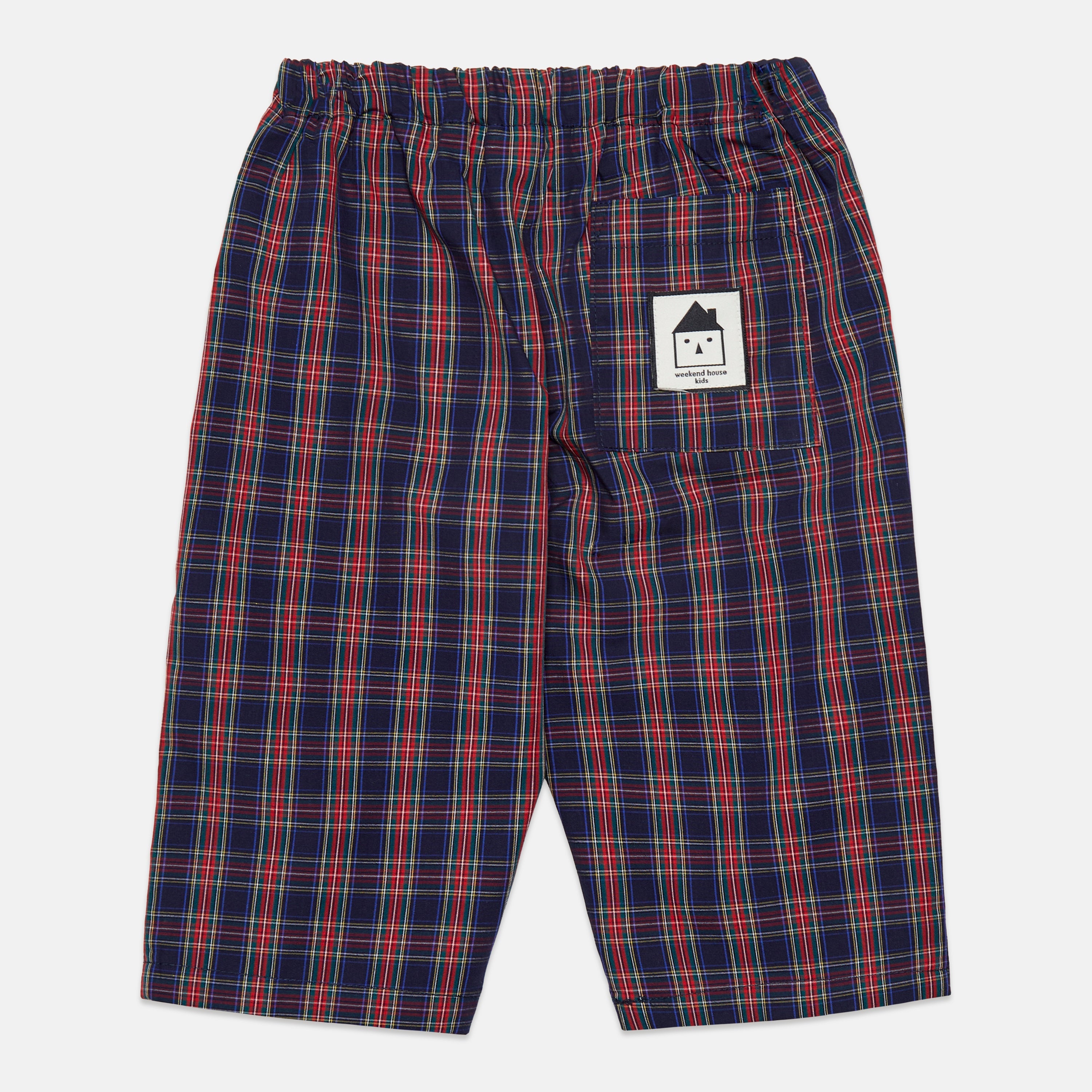 Baby Pom Pom Dog Poplin Trousers in Blue & Red - back