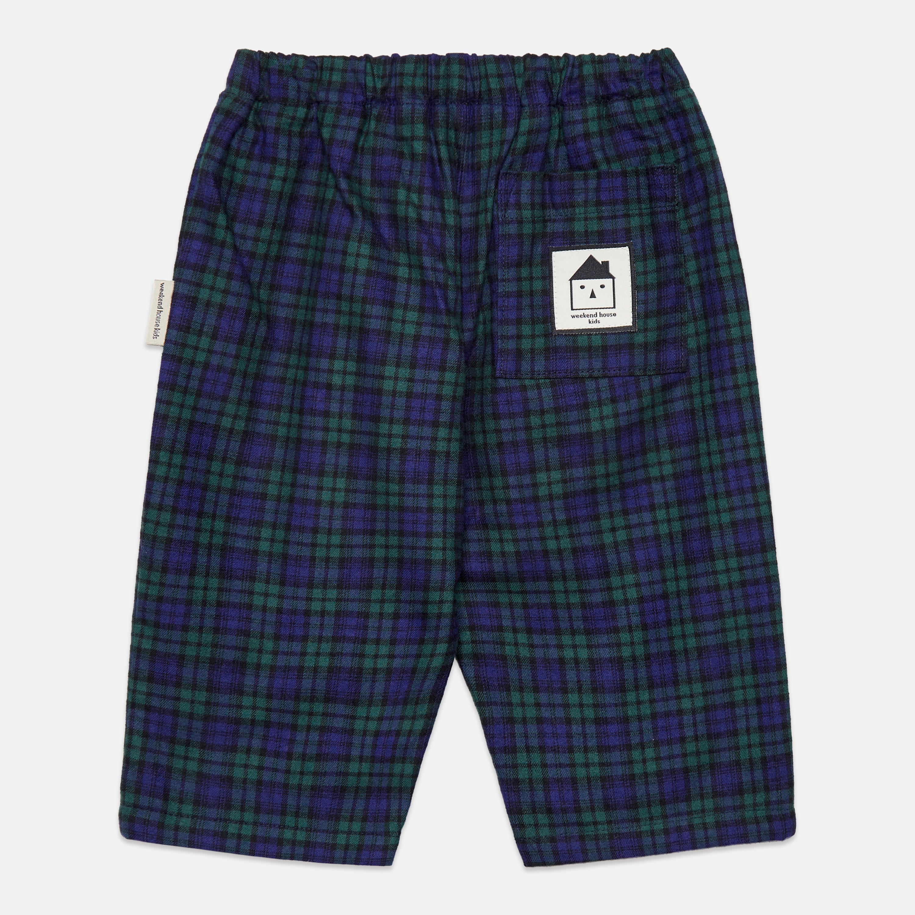 Baby Checked Poplin Trousers in Blue - back
