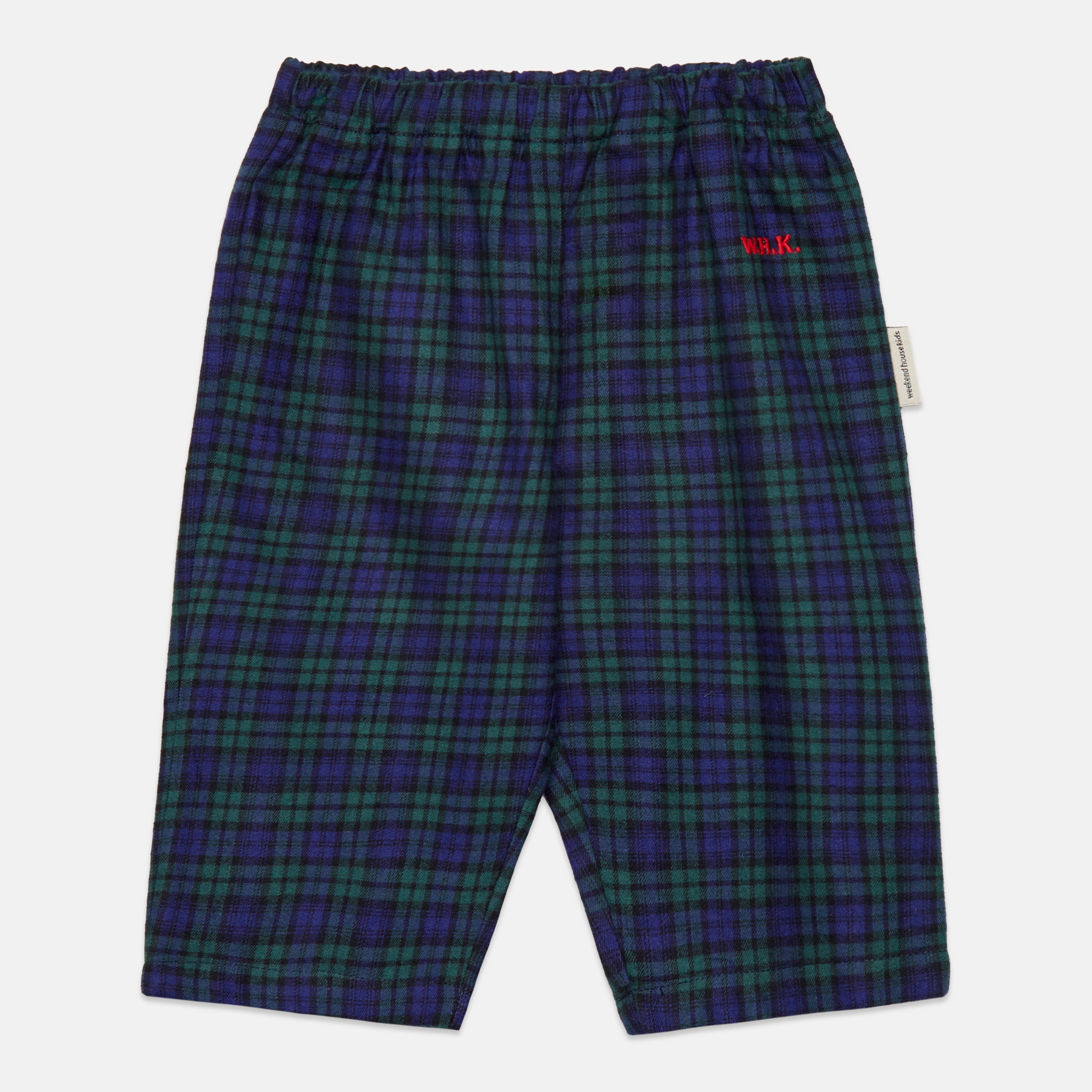 Baby Checked Poplin Trousers in Blue - front