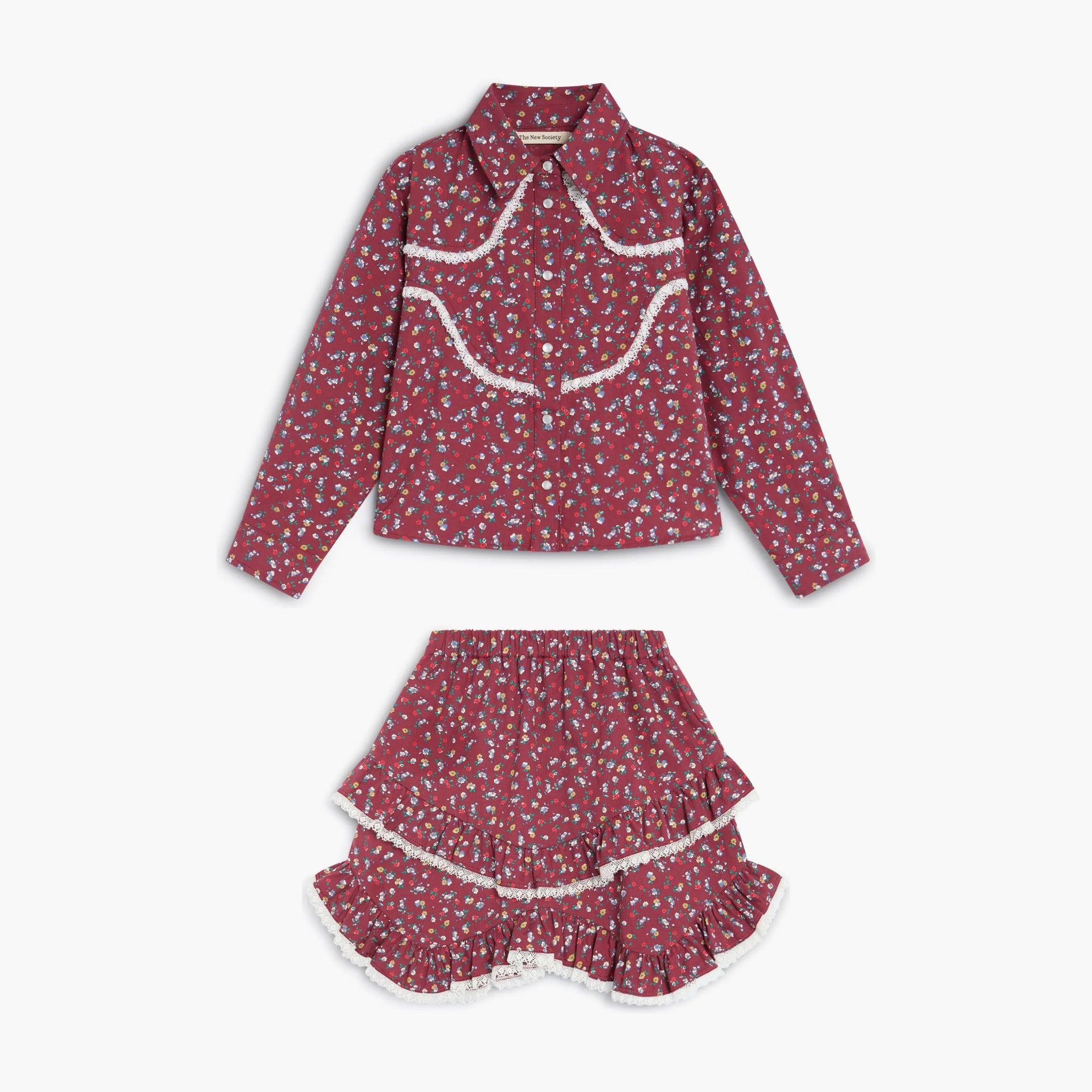 Girls' Bloom Floral Print Shirt & Ruffle Skirt Set by The New Society