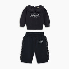 Baby Girls' Bluff Cotton Fleece Sweatshirt & Joggers Set by The New Society