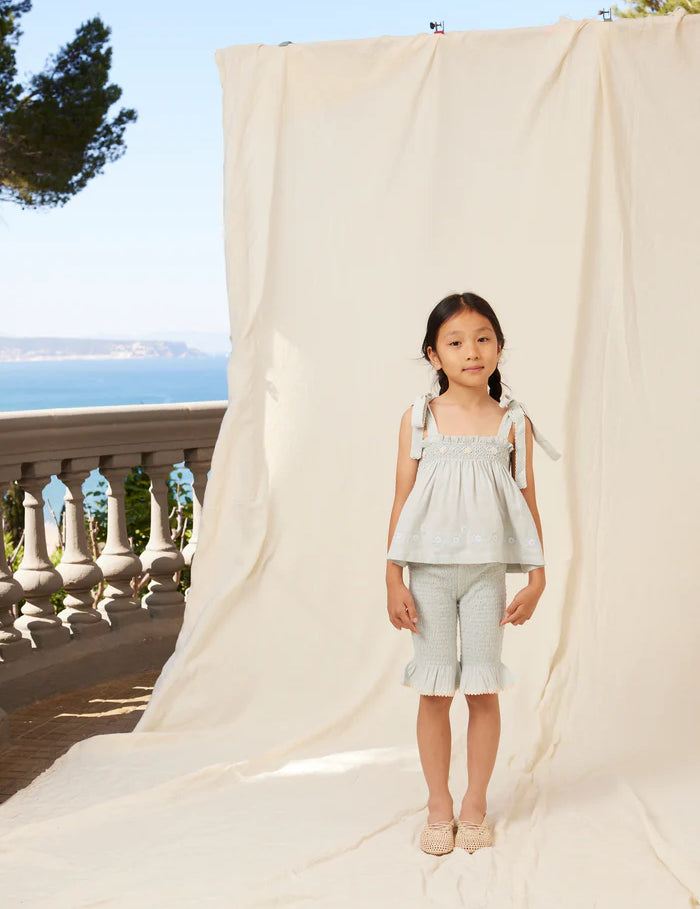 Bebe Organic baby smocked shorts in organic cotton