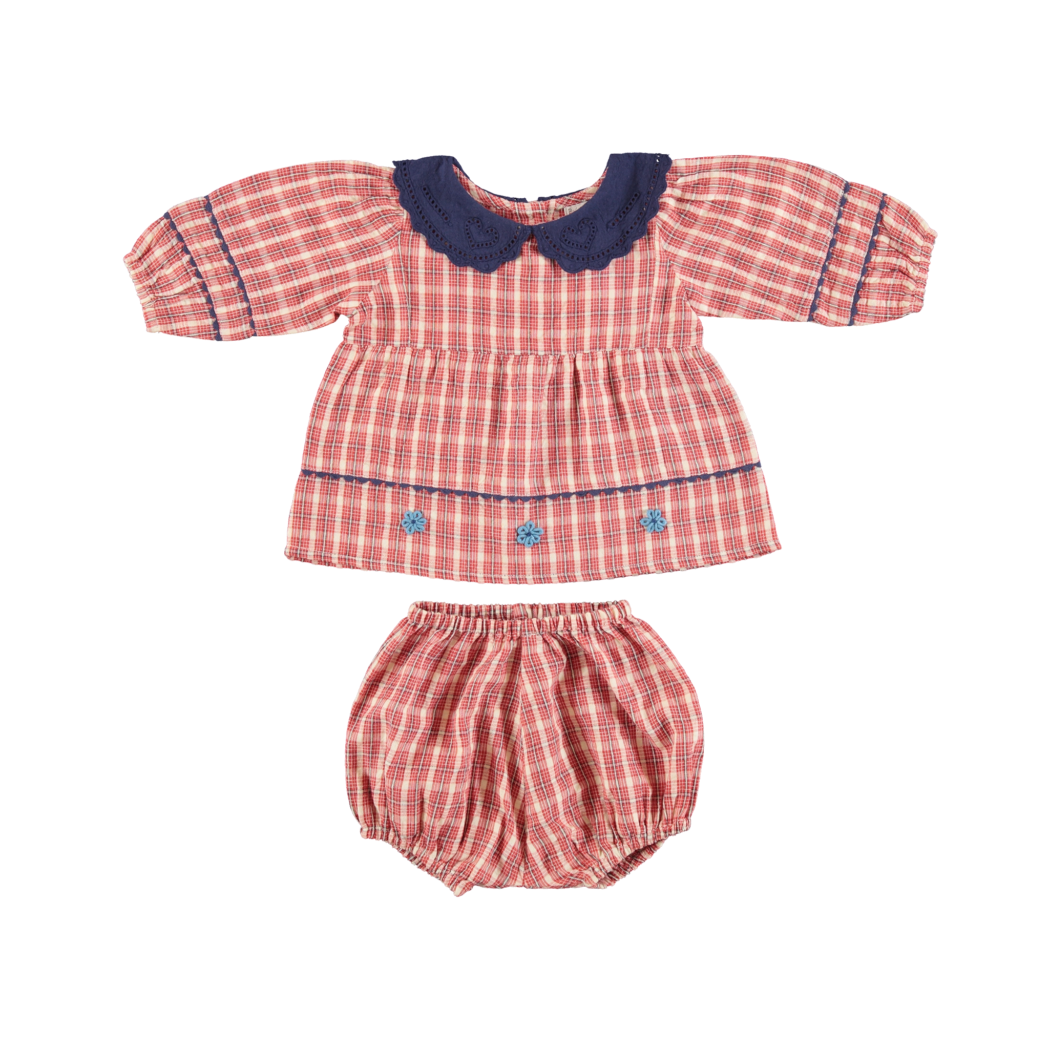 Baby Cotton Set in Nostalgia Check (Bridget) - studio white