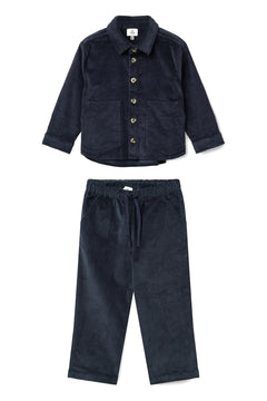 Boys' navy corduroy overshirt and trousers set