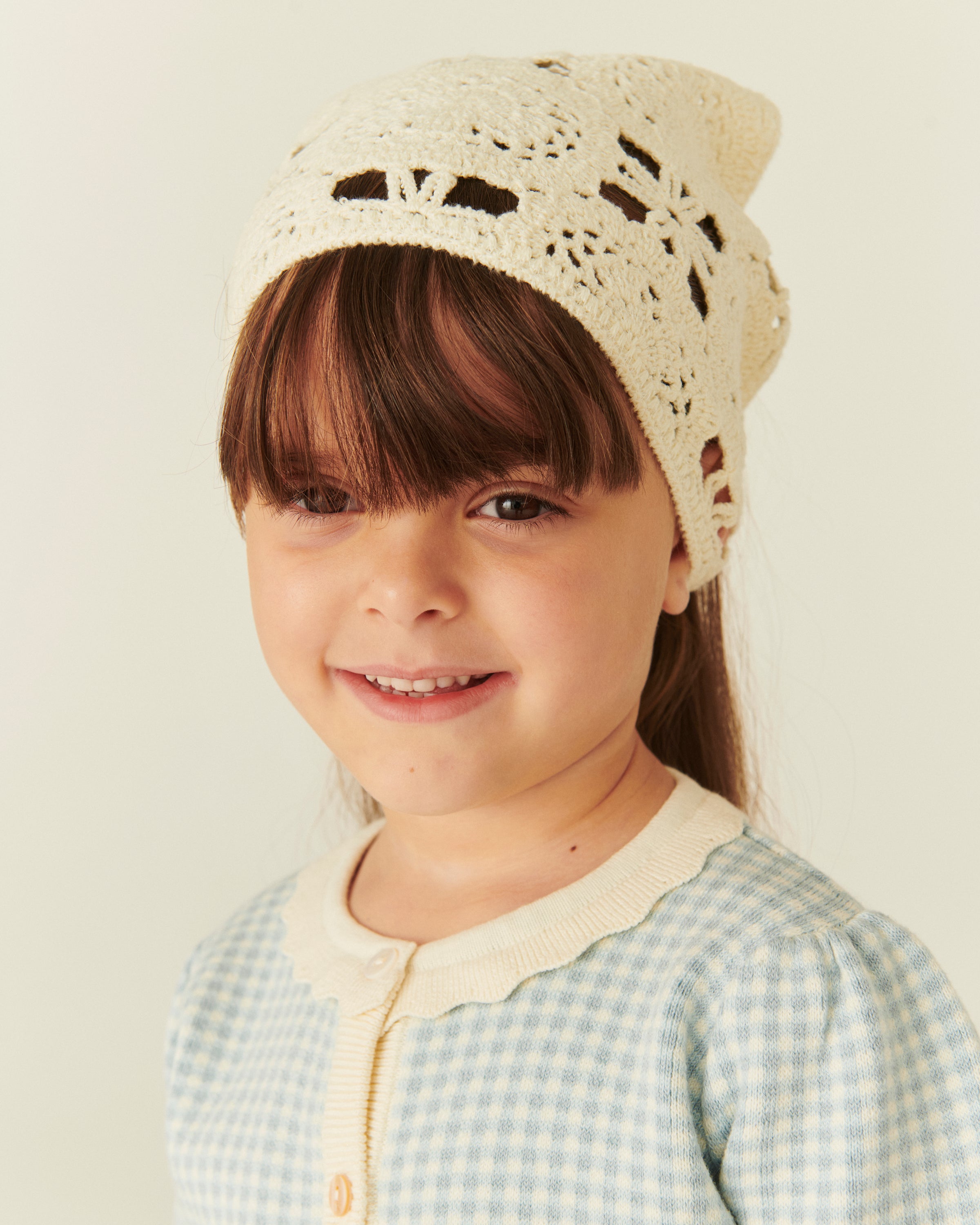 Copenhagen Colors girls check jacquard cotton cardigan in blue