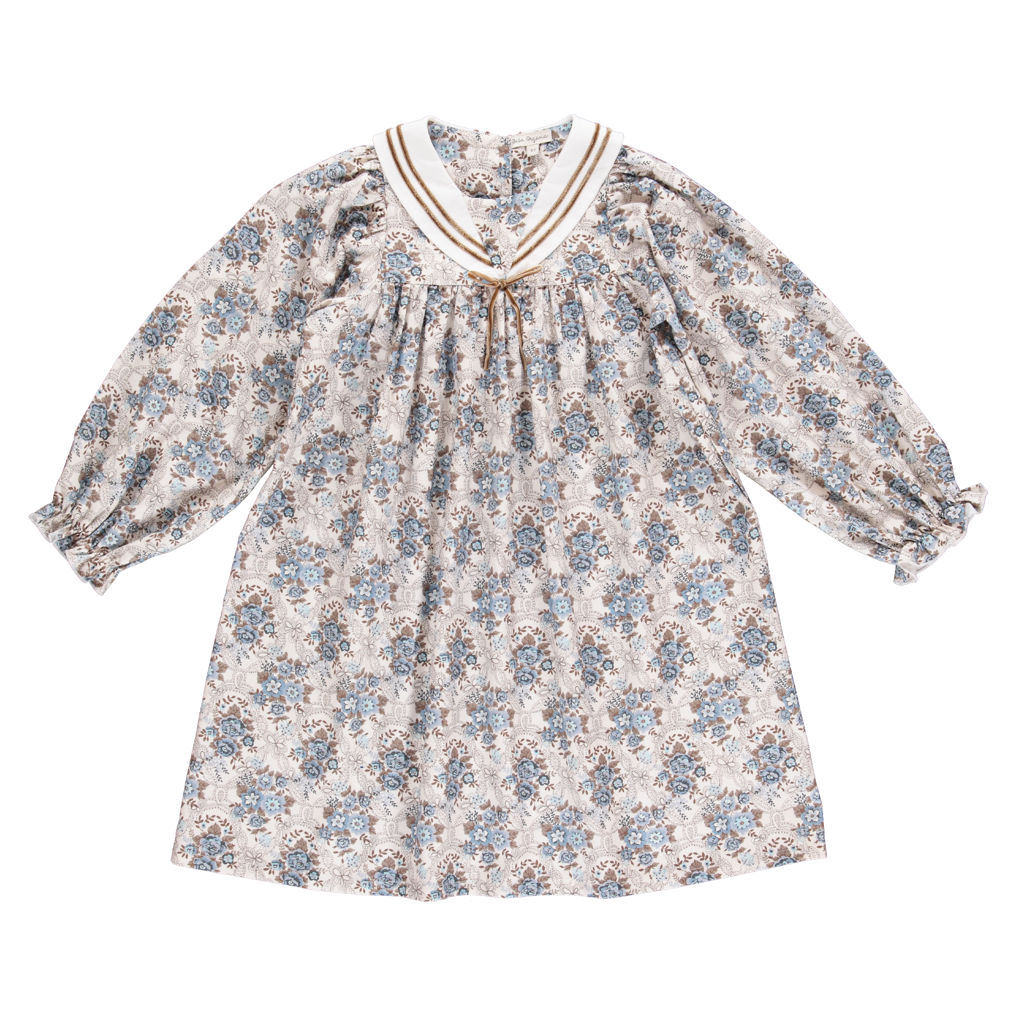 Kids' Cotton Dress in Vintage Floral (Catherine) - studio white