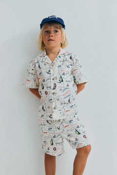 The New Society kids shirt in Clove print