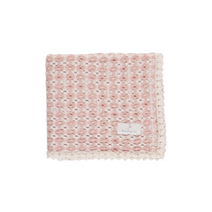 Organic Cotton Crochet Baby Blanket in Pink Retro - studio white