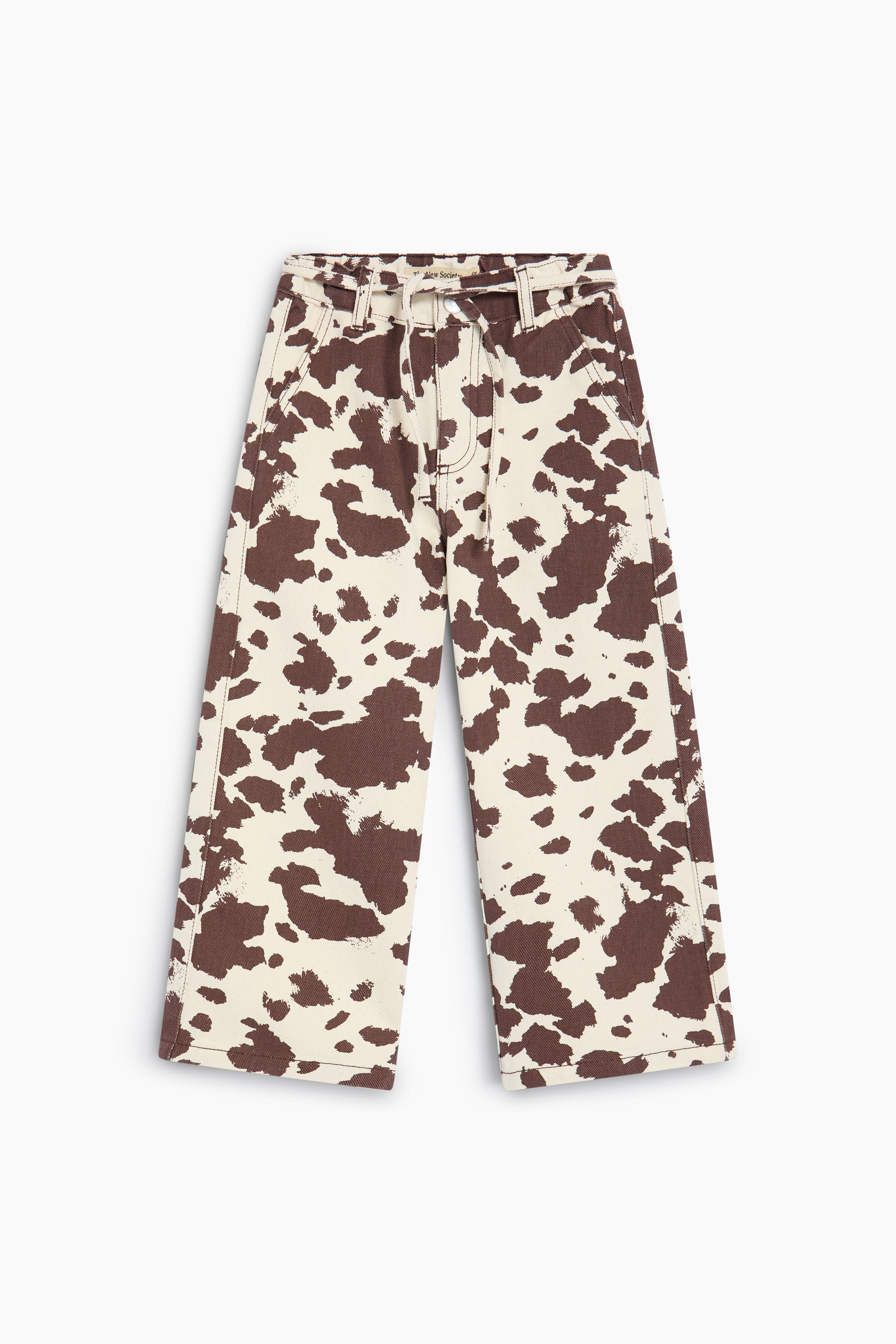 Girls' Dakota Cow Print Wide-Leg Denim Trousers by The New Society