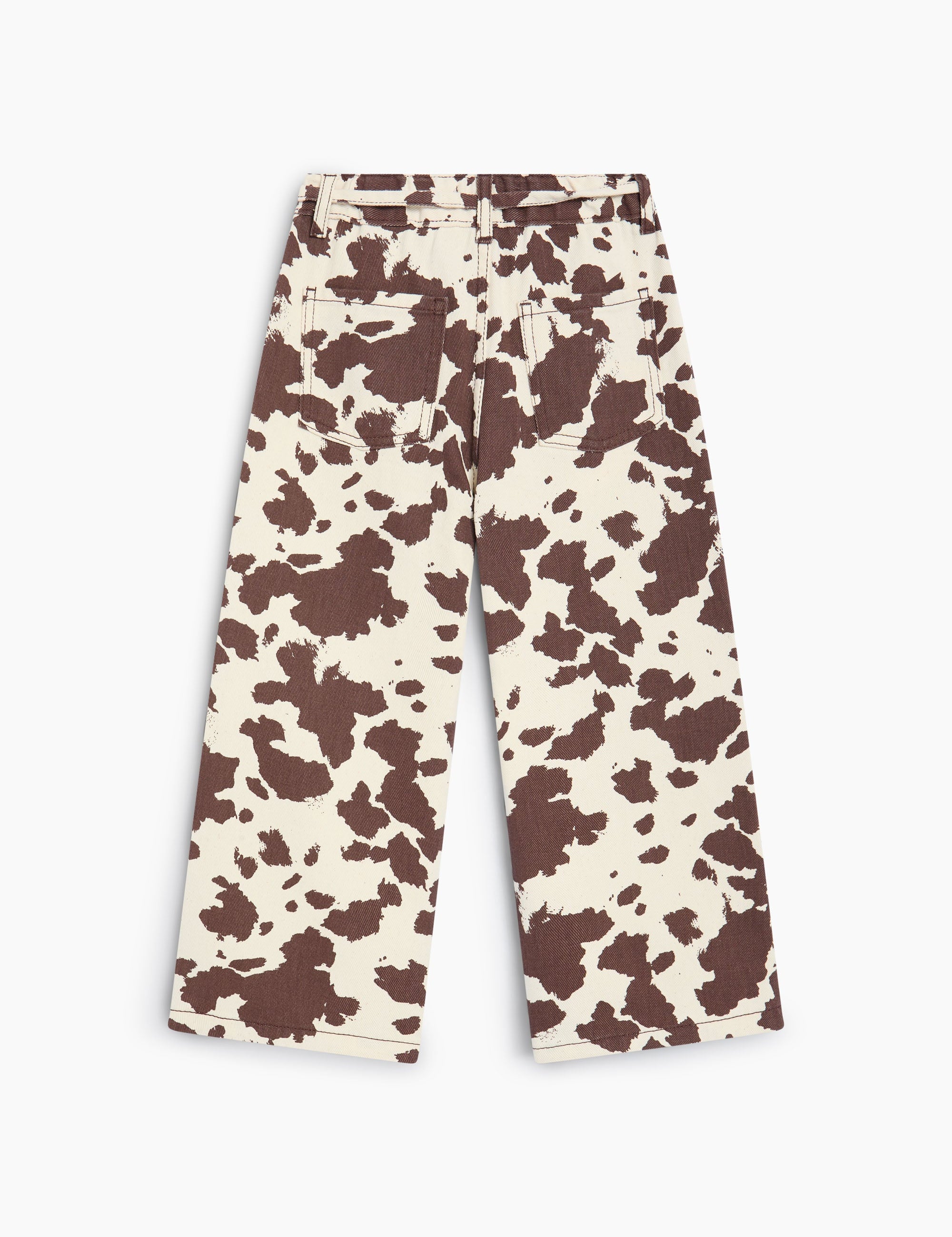 Girls' Dakota Cow Print Wide-Leg Denim Trousers by The New Society