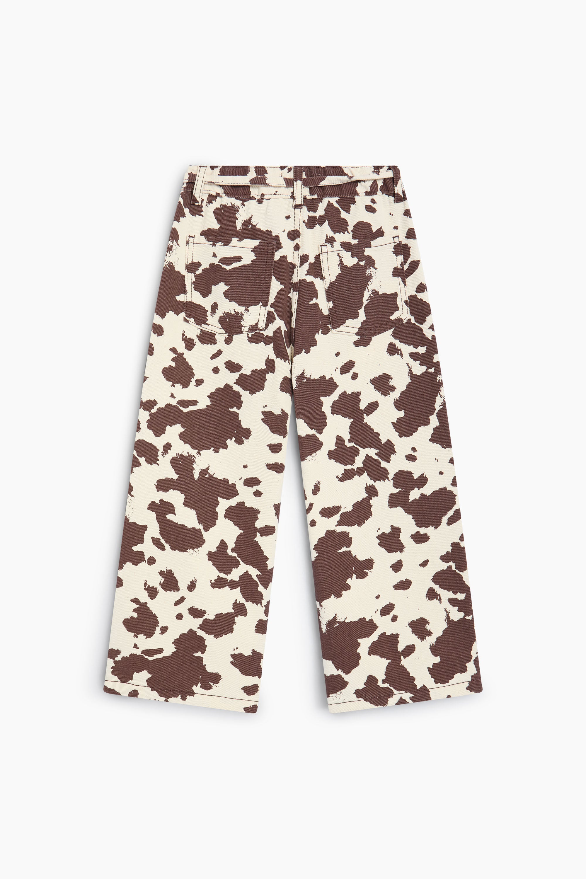 Girls' Dakota Cow Print Wide-Leg Denim Trousers by The New Society
