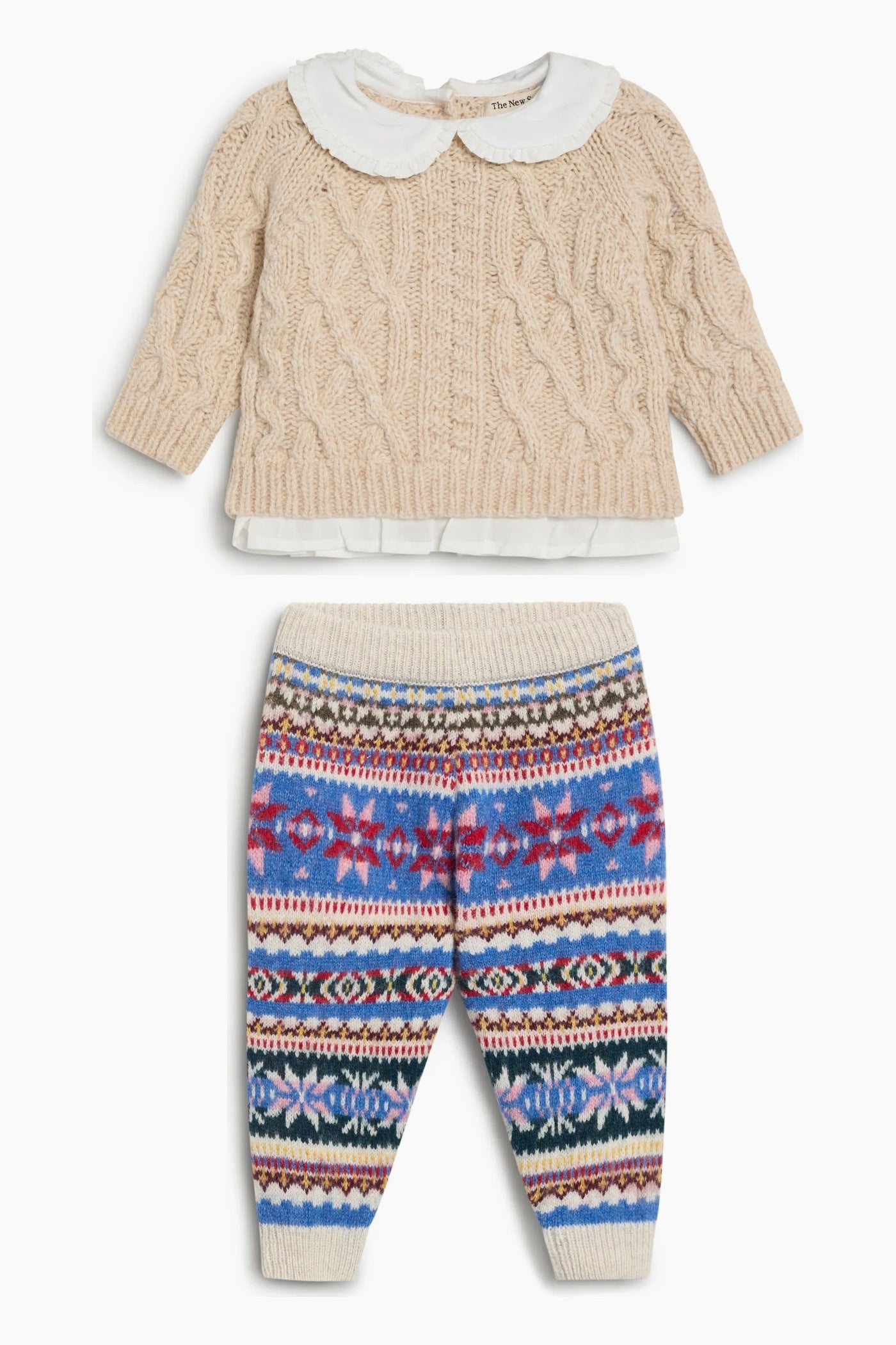 Baby Echo Wool Jumper & Caia Jacquard Trousers Set by The New Society