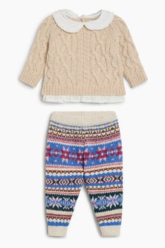 Baby Echo Wool Jumper & Caia Jacquard Trousers Set by The New Society