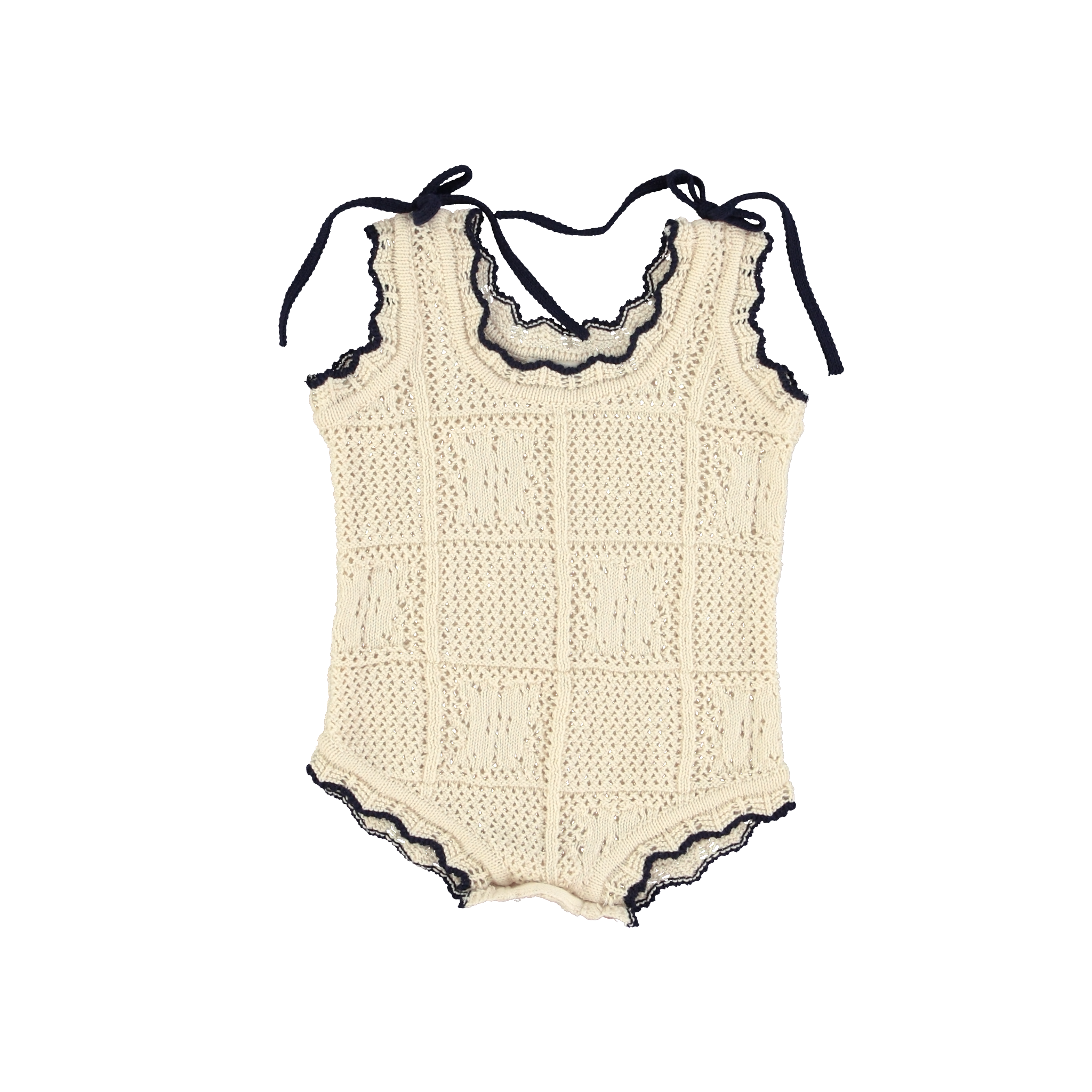 Baby Knit Romper in Natural Cotton (Elina) - studio white