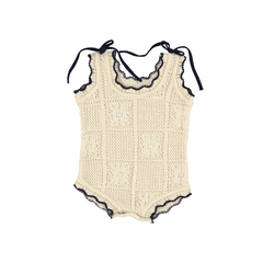 Baby Knit Romper in Natural Cotton (Elina) - studio white