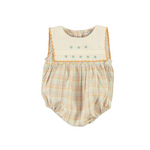 Baby Gingham Organic Cotton Romper (Giulia) - studio white