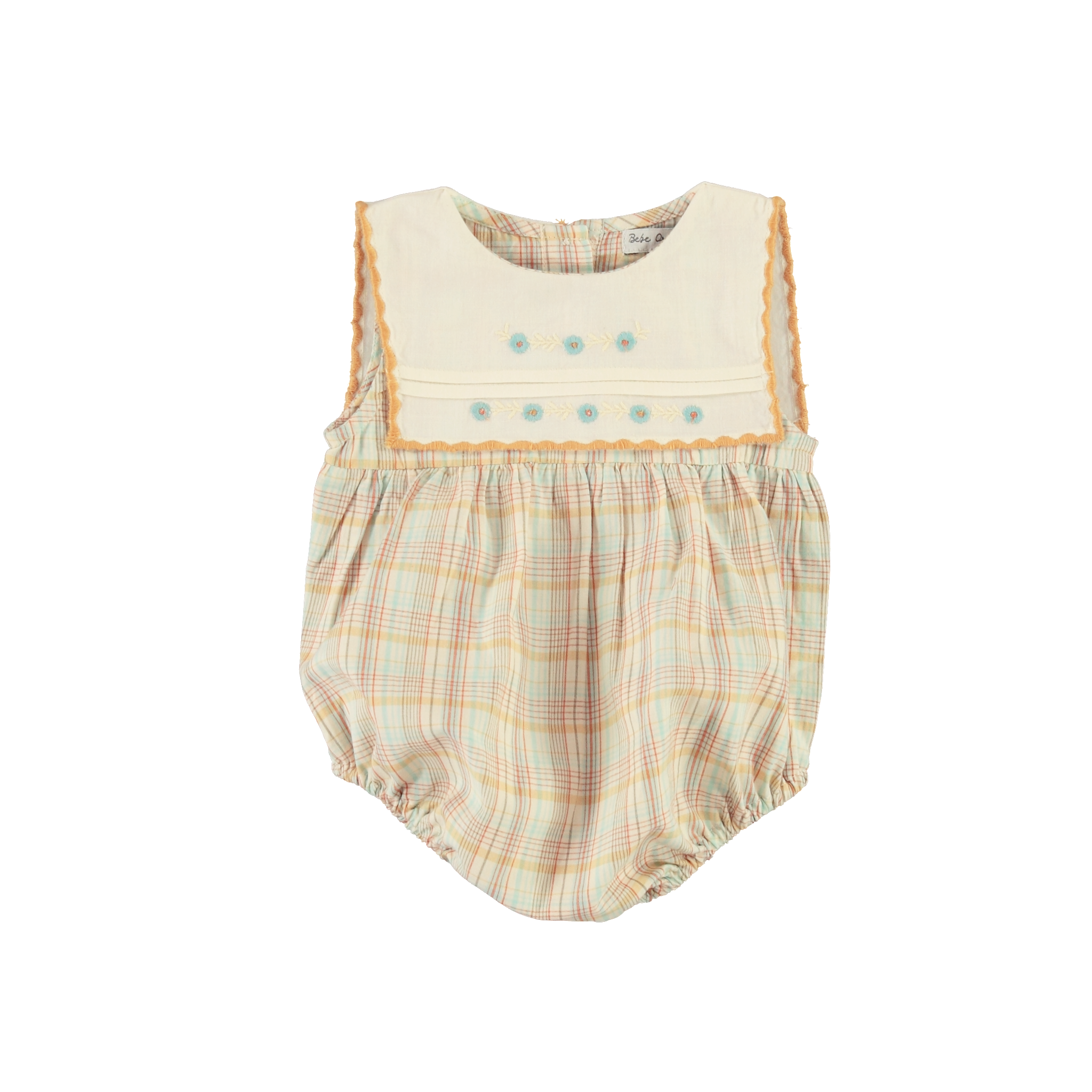 Baby Gingham Organic Cotton Romper (Giulia) - studio white