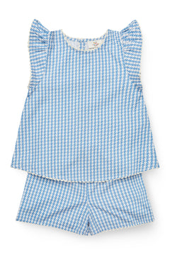 Copenhagen Colors girls houndstooth top and shorts set in organic cotton