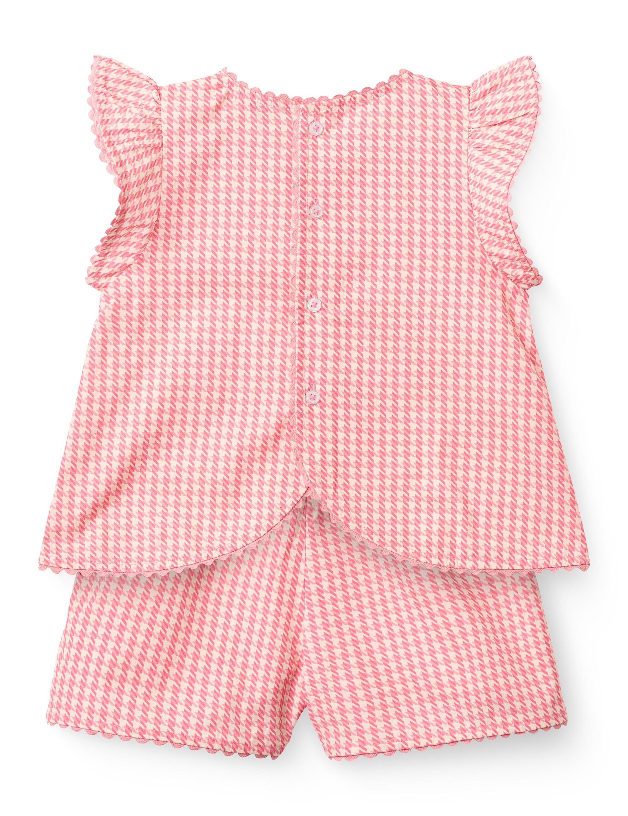 Copenhagen Colors girls houndstooth top and shorts set in pink organic cotton