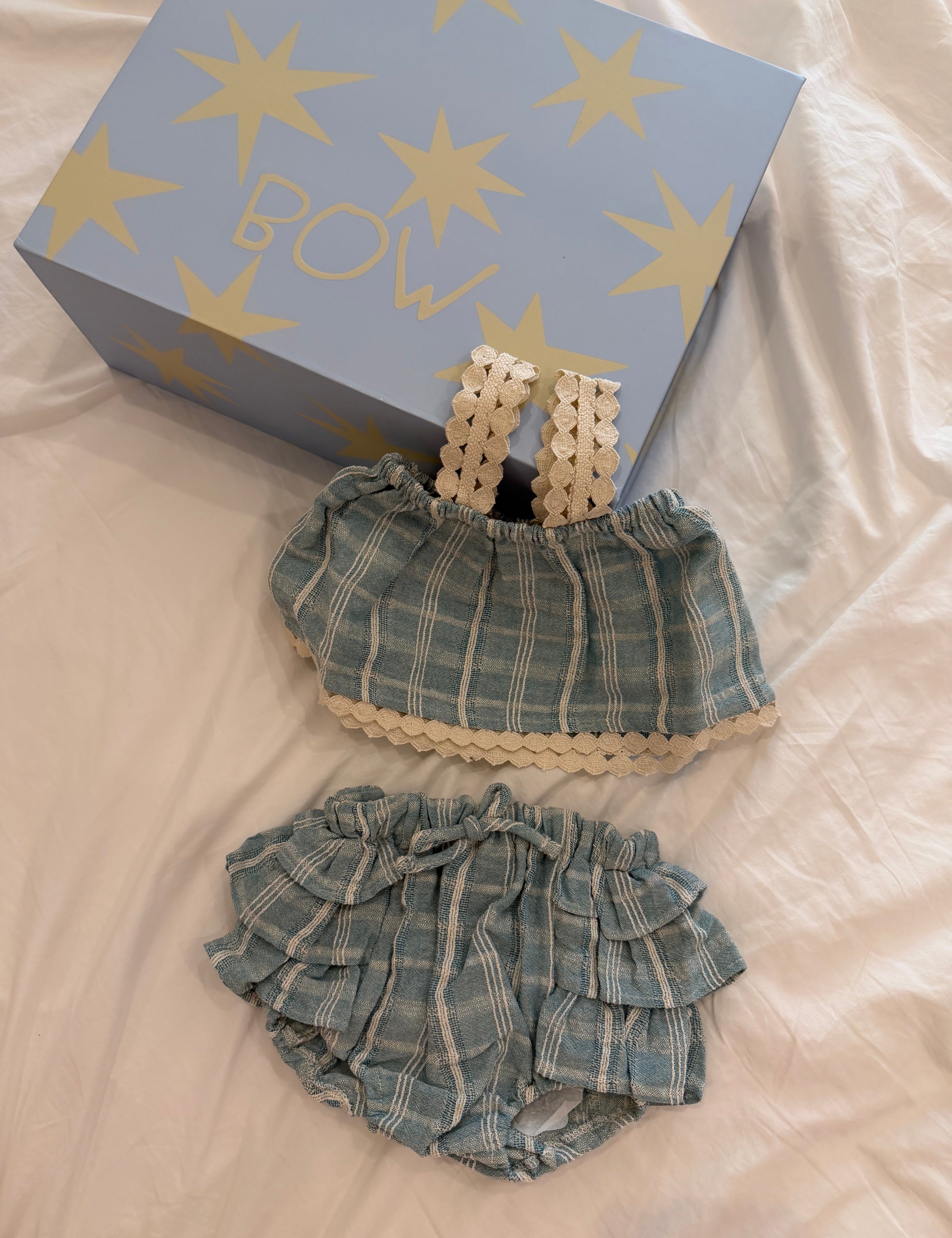 Bebe Organic Baby Set in Elegant Blue Cotton (Mia)