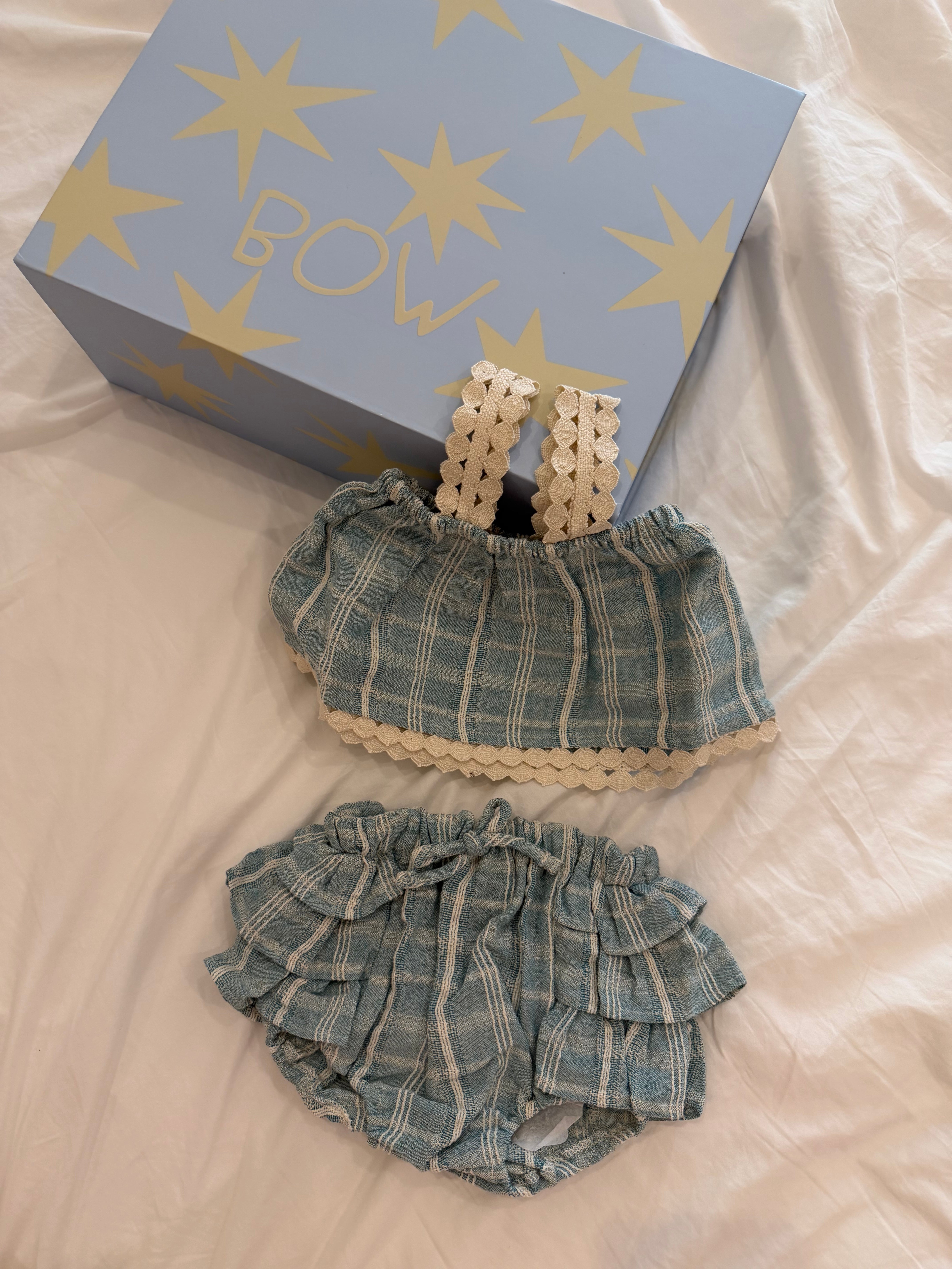 Bebe Organic Baby Set in Elegant Blue Cotton (Mia)