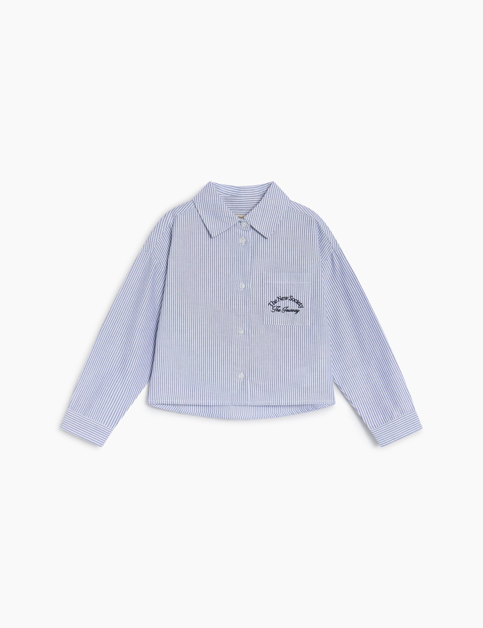 Girls' Isla Striped Organic Cotton Cropped Shirt by The New Society