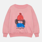 Kids' Messy Hair Sweatshirt in Pink - front