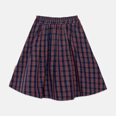 Kids' Checked Poplin Skirt in Blue & Red - front