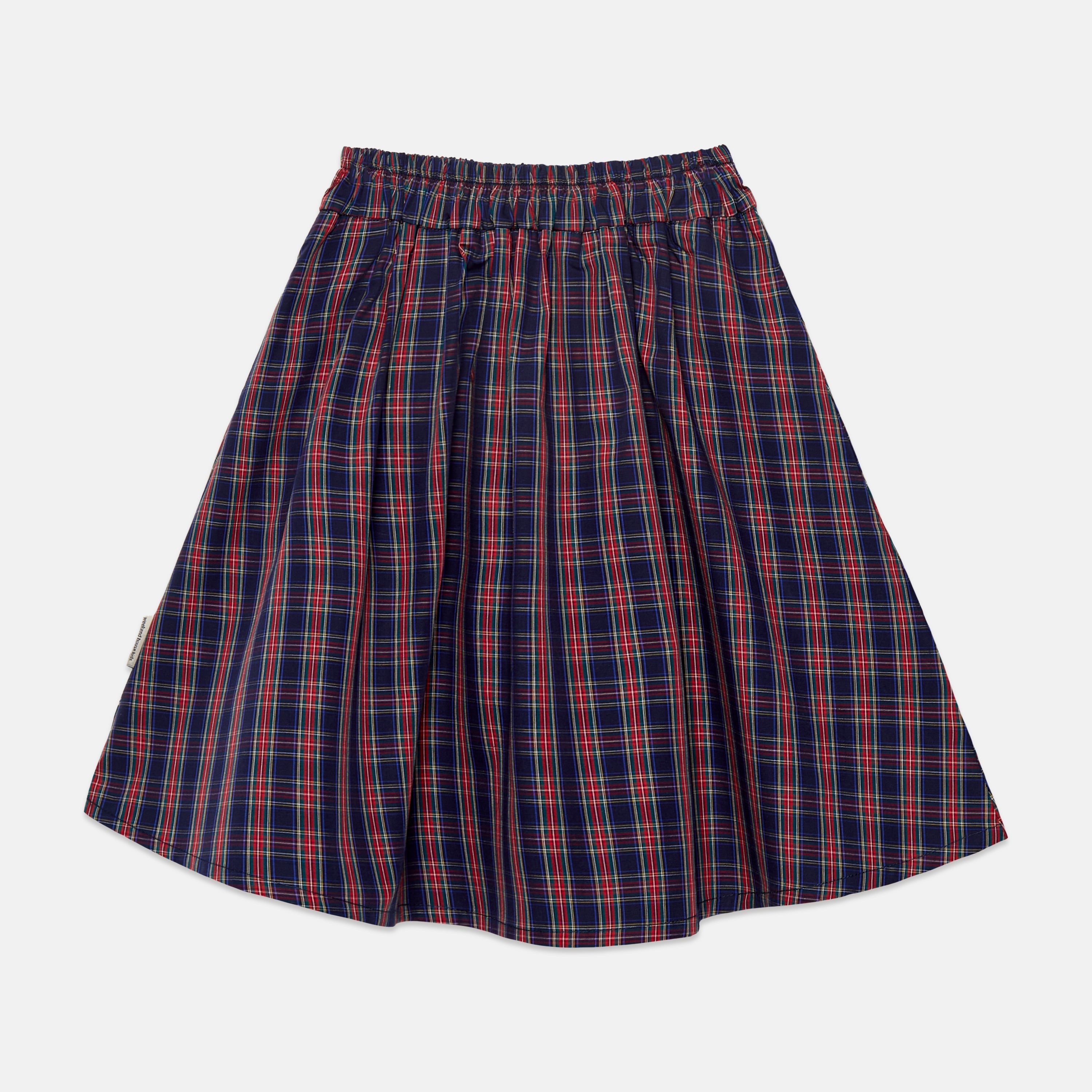 Kids' Checked Poplin Skirt in Blue & Red - front